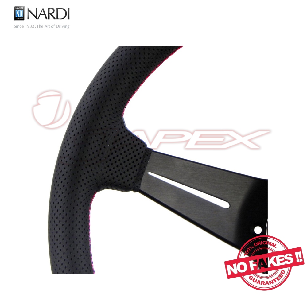 NARDI SPORTS TYPEラリー 350mm NARDI Classic Sports Rally Punching Leather/Black Spoke/Red