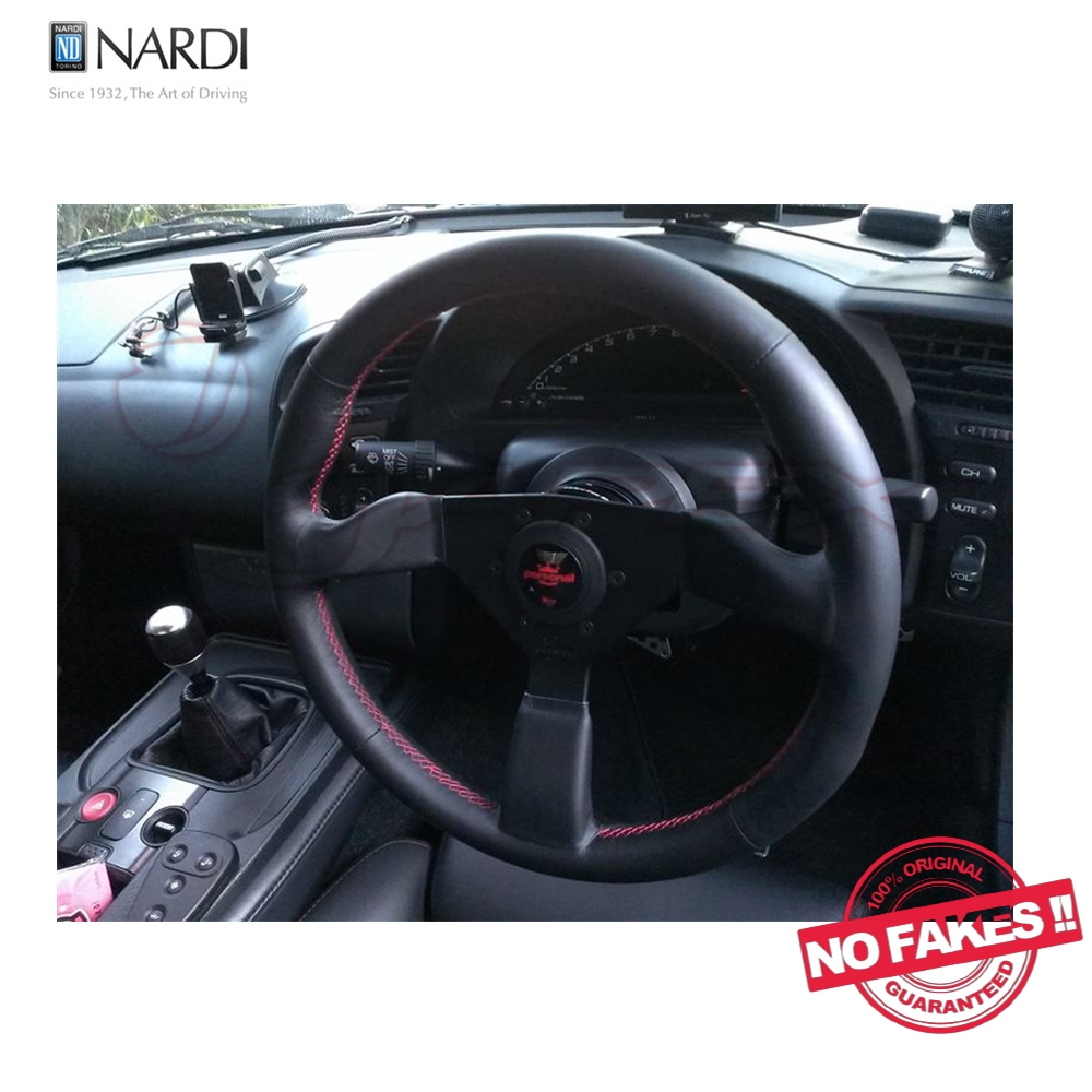 Personal Grinta 350mm Steering Wheel - Black Leather / Red